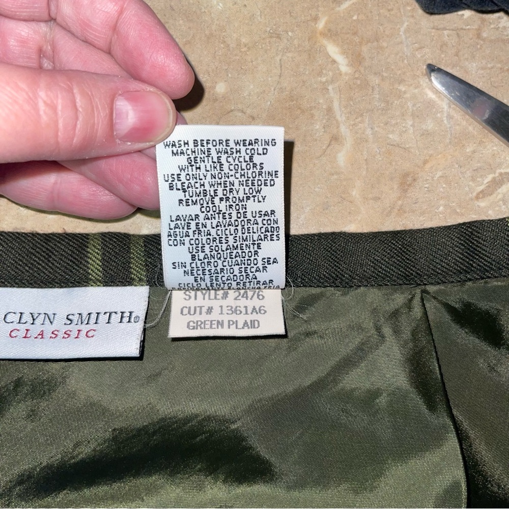 Jaclyn Smith Plaid Skirt Green Neutral Color Size 12/14 Lined Fall Winter Career - Picture 8 of 8